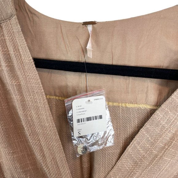 NWT Free People Love of my Life Button Front V Neck Midi Dress Khaki Size S - Picture 3 of 10
